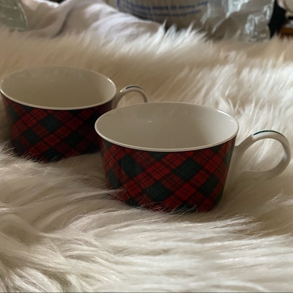 VINTAGE Charles Roberts tartan Christmas cup‎ mug set of 2 - Picture 4 of 5